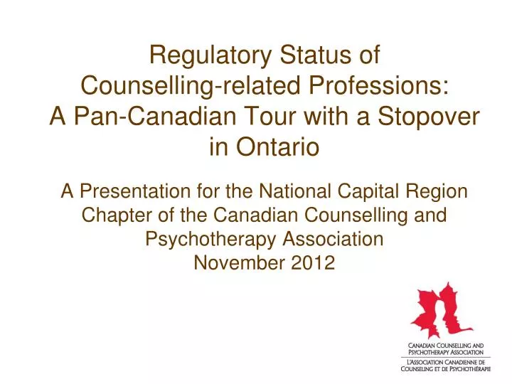 regulatory status of counselling related professions a pan canadian tour with a stopover in ontario