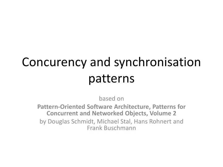 concurency and synchronisation patterns