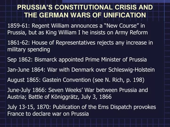 prussia s constitutional crisis and the german wars of unification
