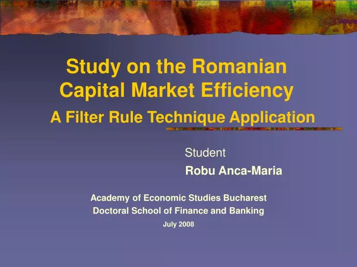 study on the romanian capital market efficiency a filter rule technique application