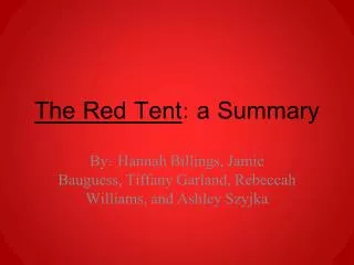 The Red Tent : a Summary