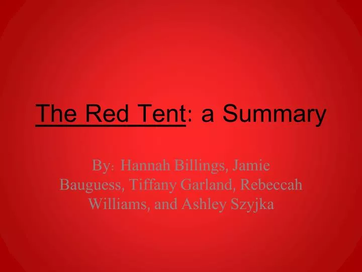 the red tent a summary