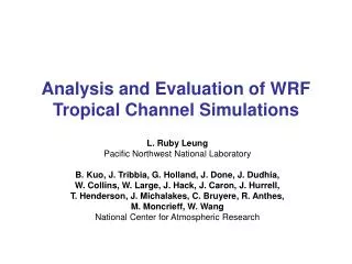 Analysis and Evaluation of WRF Tropical Channel Simulations