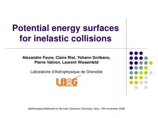 Potential energy surfaces for inelastic collisions