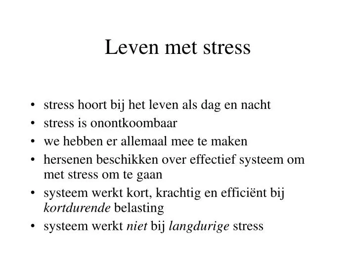 leven met stress