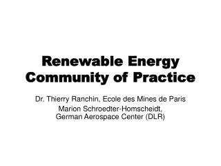 Renewable Energy Community of Practice