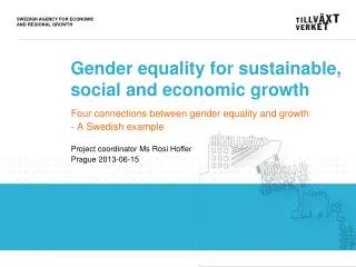 Gender equality for sustainable, social and economic growth