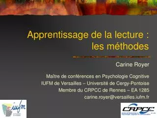apprentissage de la lecture les m thodes