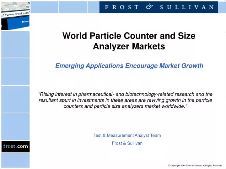 world particle counter and size analyzer markets emerging applications encourage market growth