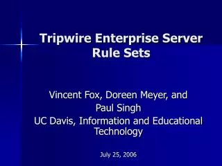 Tripwire Enterprise Server Rule Sets