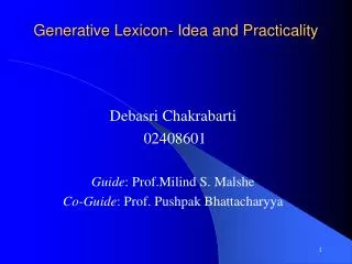 Generative Lexicon- Idea and Practicality