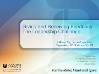 Giving and Receiving Feedback: The Leadership Challenge