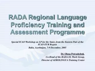 RADA Regional Language Proficiency Training and Assessment Programme