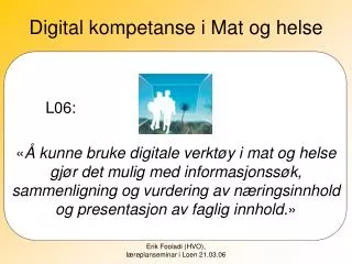 digital kompetanse i mat og helse
