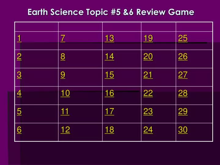 earth science topic 5 6 review game