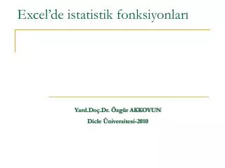 excel de istatistik fonksiyonlar