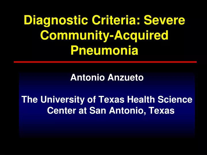 diagnostic criteria severe community acquired pneumonia