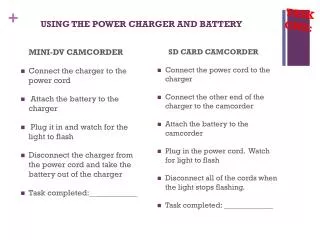 USING THE POWER CHARGER AND BATTERY