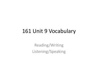 161 Unit 9 Vocabulary