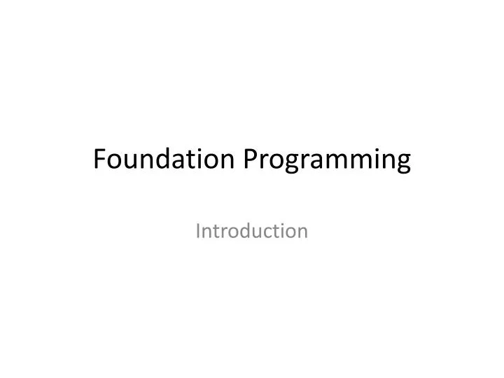 foundation programming