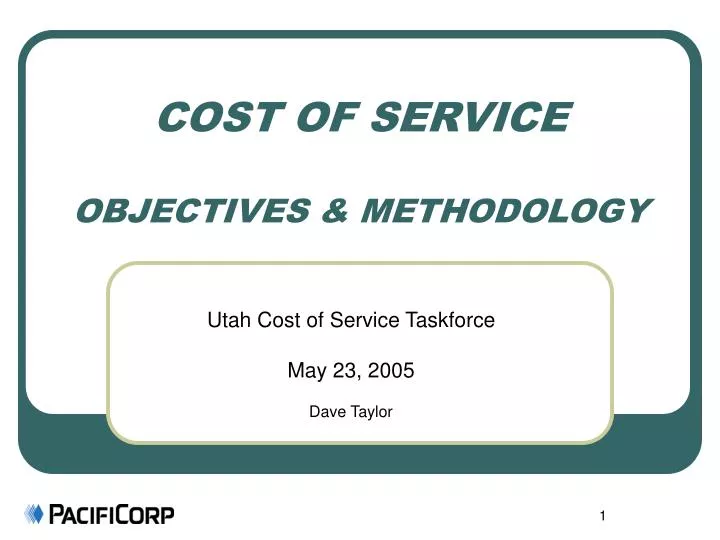 cost of service objectives methodology