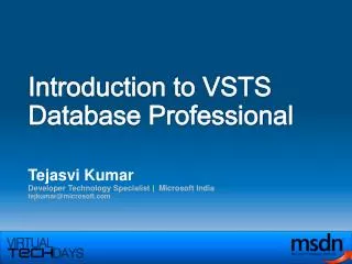 Introduction to VSTS Database Professional