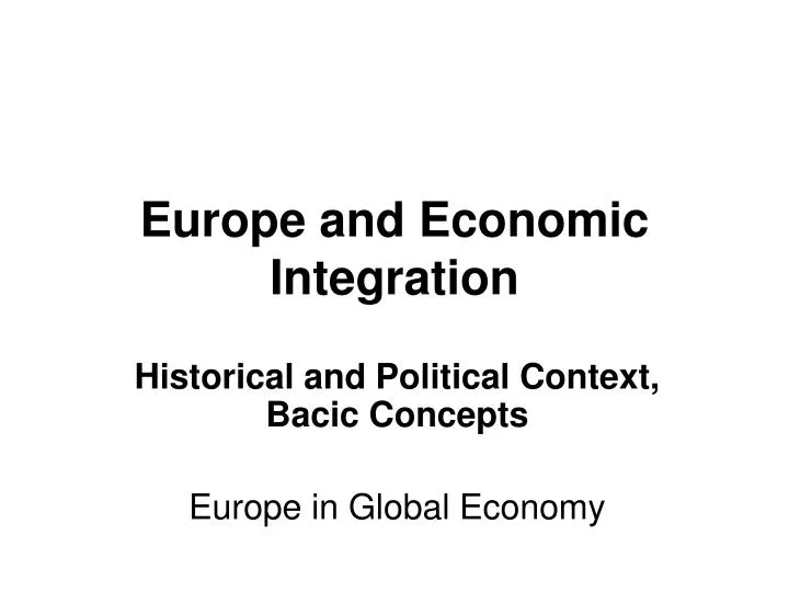 europe and economic integration