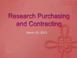 Research Purchasing and Contracting
