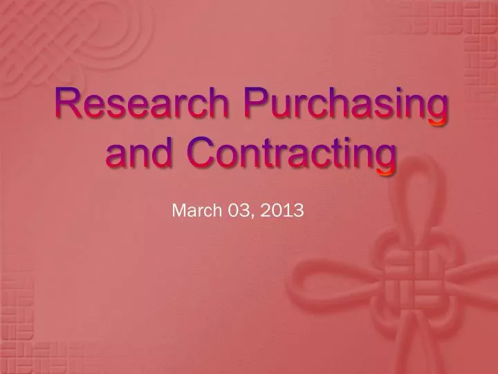 research purchasing and contracting