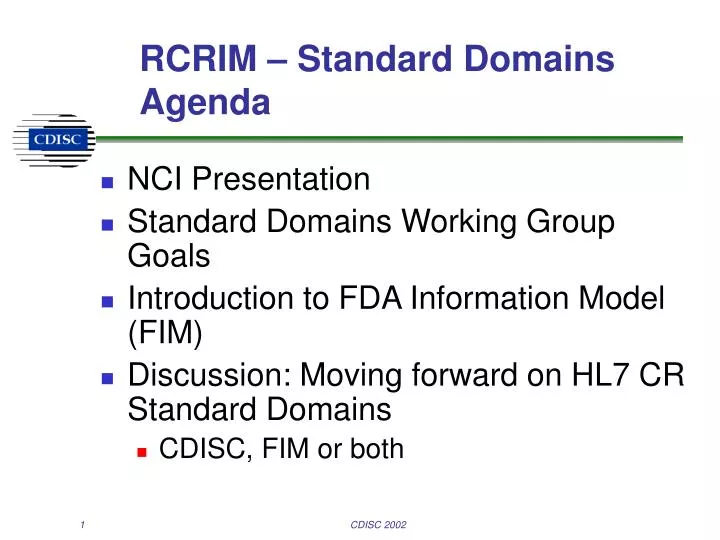 rcrim standard domains agenda