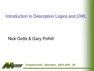 Introduction to Description Logics and OWL