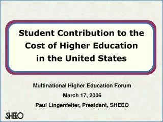 Student Contribution to the Cost of Higher Education in the United States