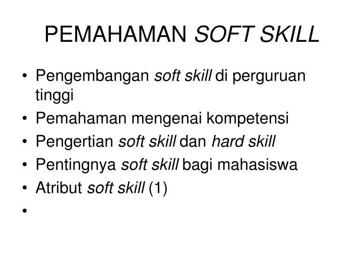pemahaman soft skill