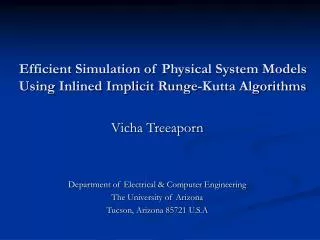 Efficient Simulation of Physical System Models Using Inlined Implicit Runge-Kutta Algorithms