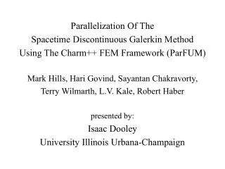 Parallelization Of The Spacetime Discontinuous Galerkin Method