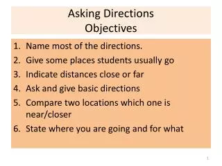 Asking Directions Objectives