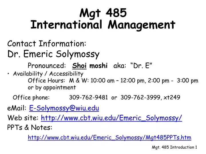 mgt 485 international management