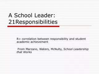 A School Leader: 21Responsibilities