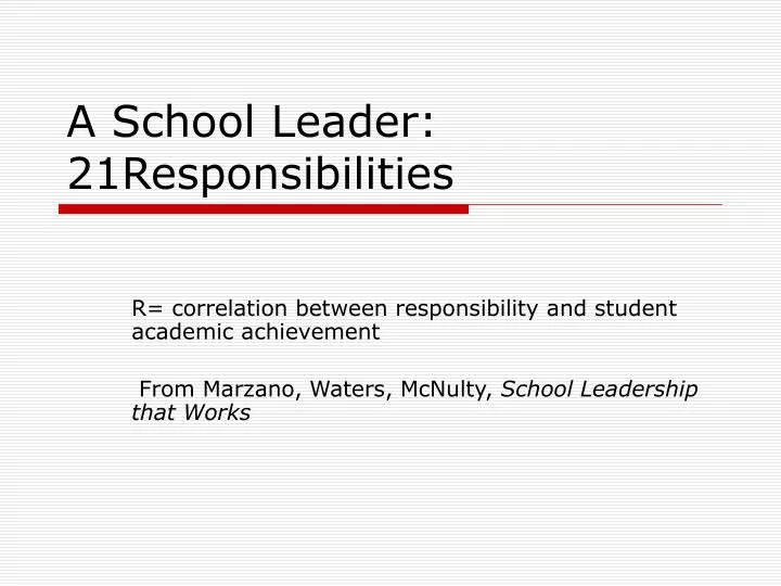 a school leader 21responsibilities