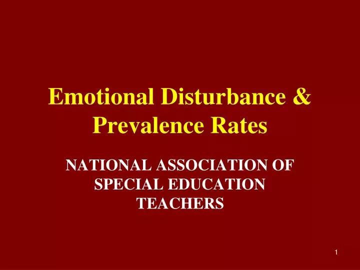 emotional disturbance prevalence rates