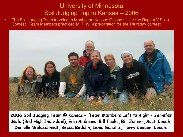 university of minnesota soil judging trip to kansas 2006