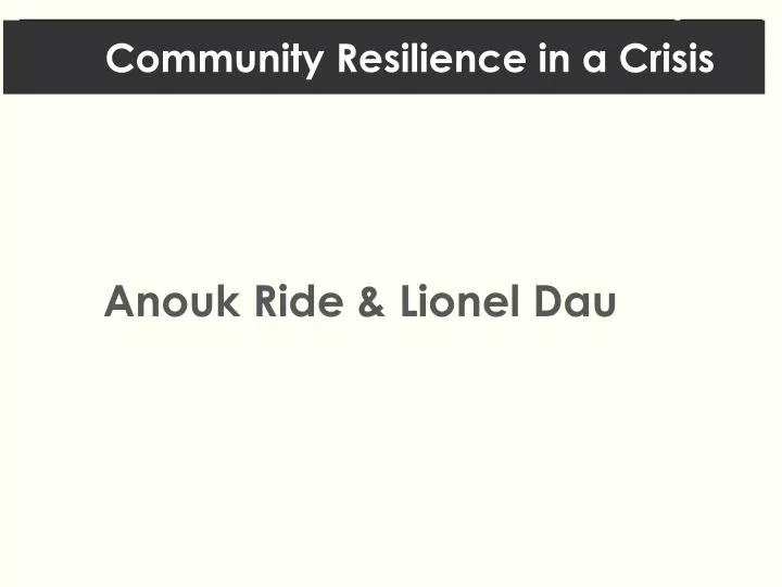 community resilience in a crisis