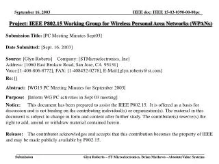 Project: IEEE P802.15 Working Group for Wireless Personal Area Networks (WPANs)