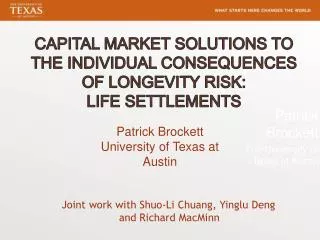 Capital Market Solutions to the Individual Consequences of Longevity Risk: Life settlements
