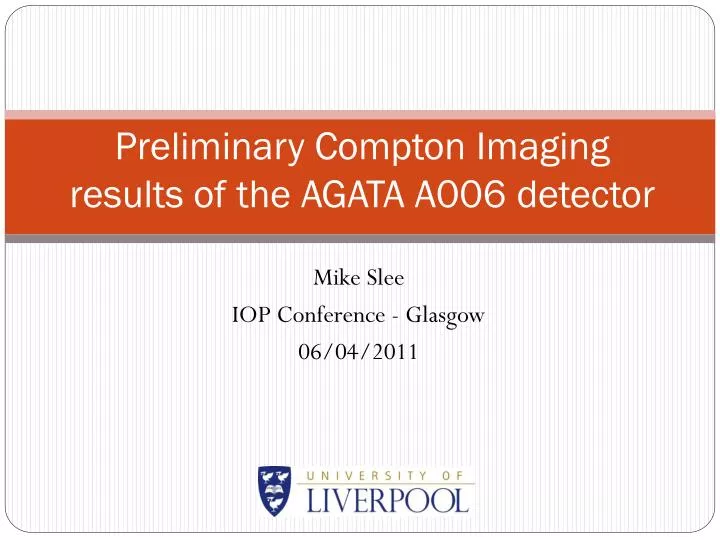 preliminary compton imaging results of the agata a006 detector