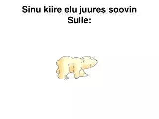sinu kiire elu juures soovin sulle