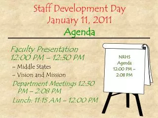 Staff Development Day January 11, 2011 Agenda