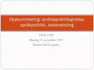 oppsummering andrespr ktilegnelse spr kpolitikk kodeveksling
