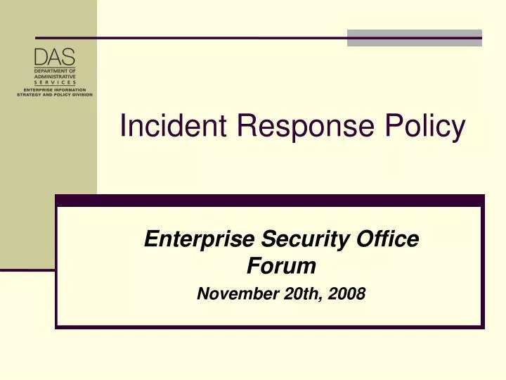 enterprise security office forum november 20th 2008