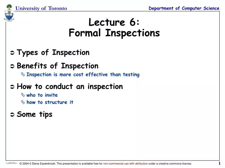 lecture 6 formal inspections